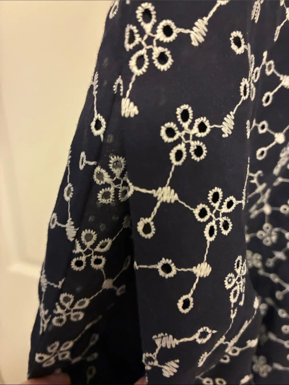 J. Crew Navy and White Sleeveless Floral-Chain Shirt Dress